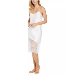 INC Floral-Print Lace Chemise Nightgown White Size M 0610